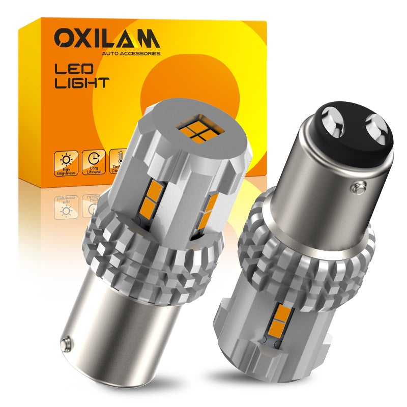 OXILAM 1157 2057 2357 7528 BAY15D LED Bulb Amber Yellow Replacement for Turn Signal Light, Brake Lights, Tail Lights, Blinker Lights, Side Marker Light Extremely Bright - Image 1